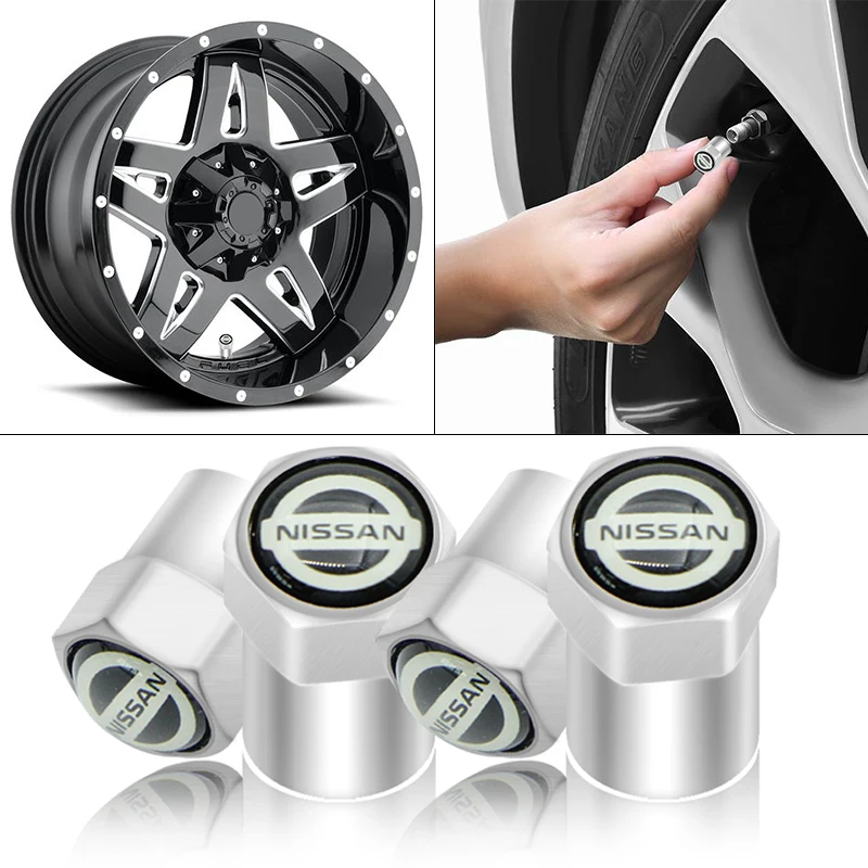 

4 Pieces Silver Metal Car Tire Valve Core Cover Cap Automobile Accessories for Nissans Nismo X-trail Almera Qashqai Tiida Teana