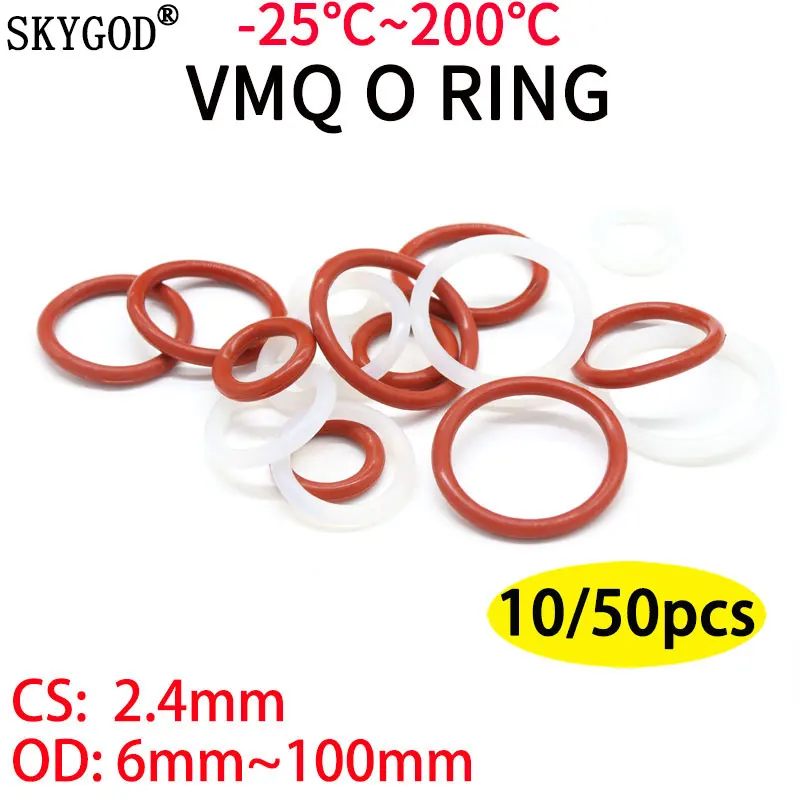Tanie 10/50 sztuk VMQ biały silikonowy pierścień uszczelka CS, 2.4mm OD,