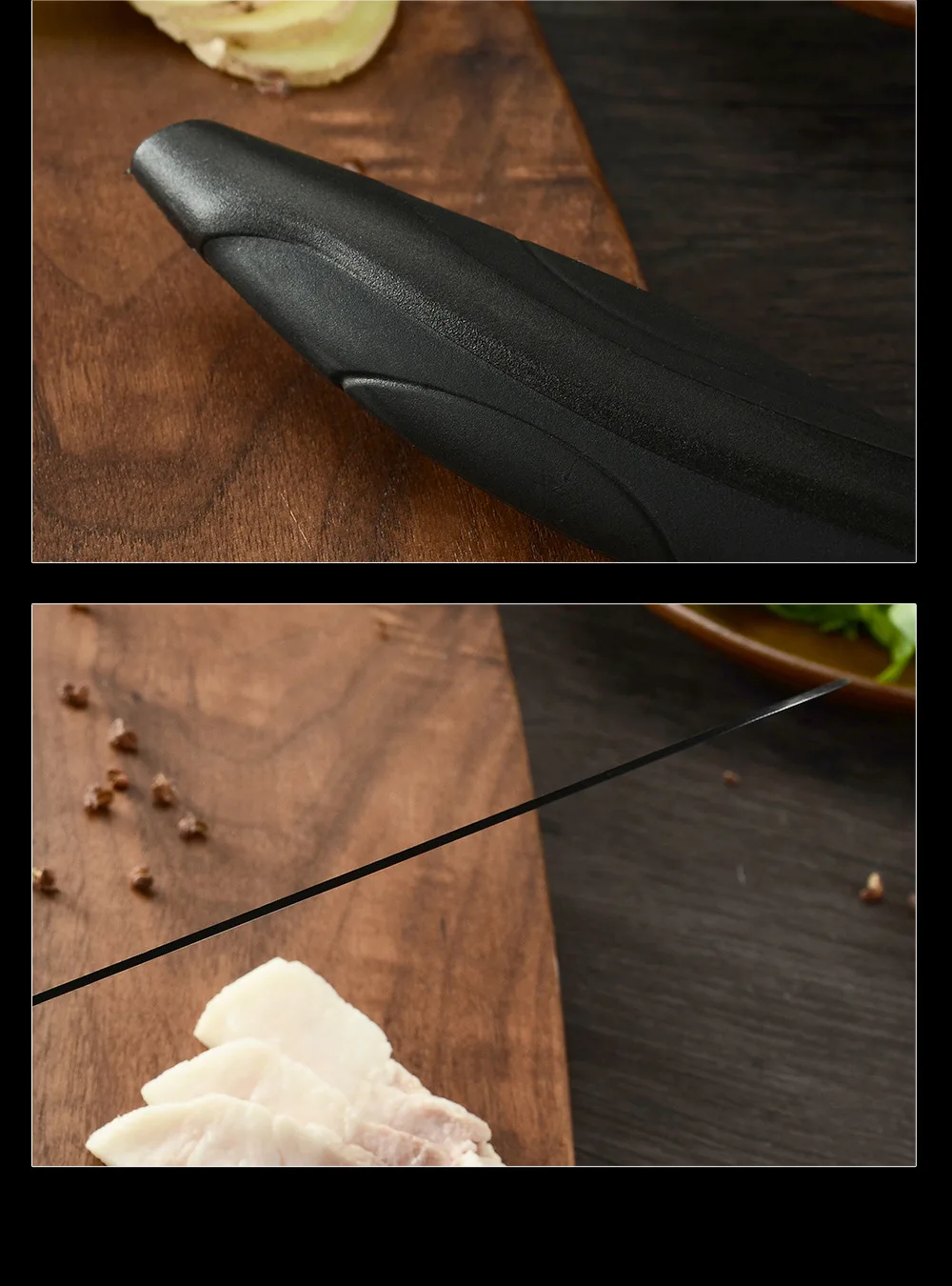 Набор ножей 6 шт. кухонный нож 3Cr13Mov из нержавеющей стали черное лезвие шеф-повара для нарезки хлеба Santoku универсальный нож для очистки овощей Кухонные инструменты