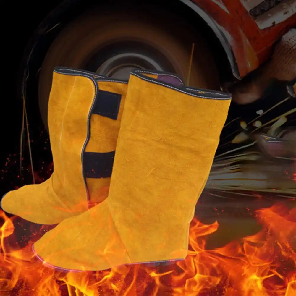 安全レザー溶接スパッツ保護靴足カバー保護難燃性のための溶接機 Aliexpress