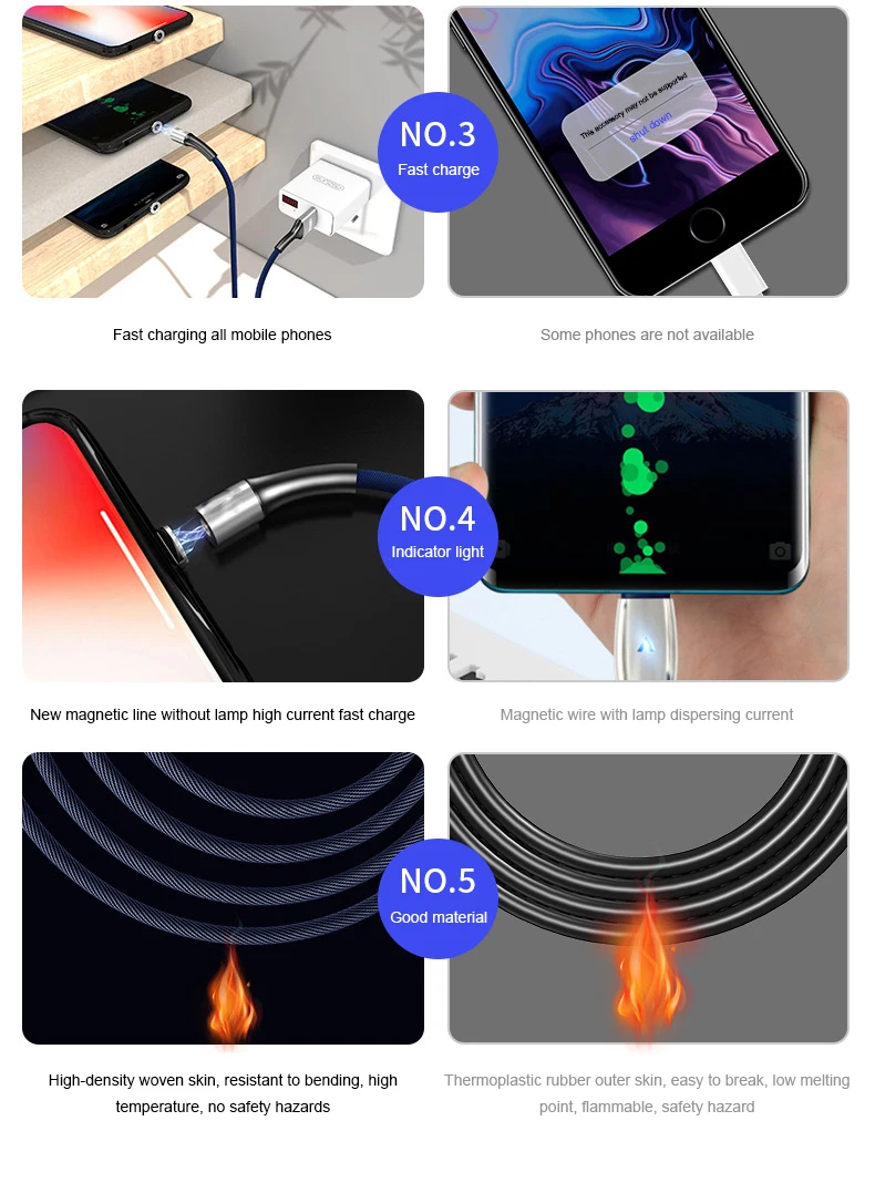 Магнитный кабель для iPhone X XS Быстрая зарядка Micro USB зарядный шнур USB кабель type C USB C зарядное устройство провод Кабо Для samsung S8 S9