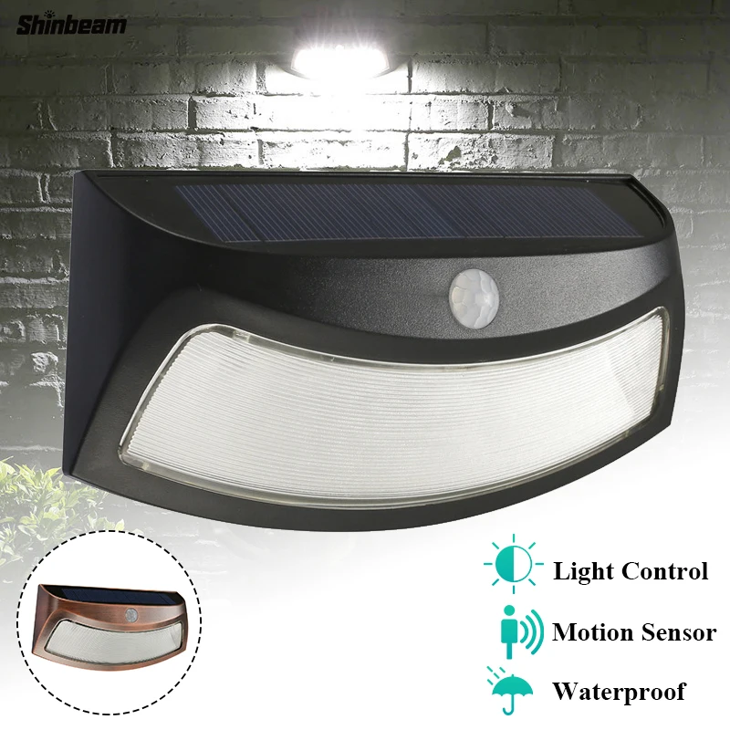 Садовый светодиодный Солнечный настенный светильник с датчиком движения