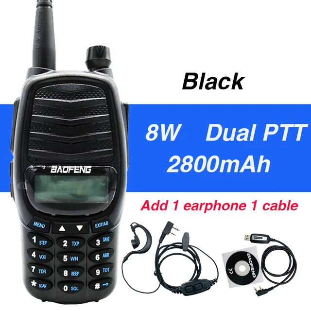 black A 1cable 1ear 8 Вт Baofeng UV990 рация 10 км портативный двухдиапазонный PTT CB Ham Радио VHF/UHF трансивер Модернизированный Baofeng UV-82 UV-82hp UV 82 - Цвет: black A 1cable 1ear