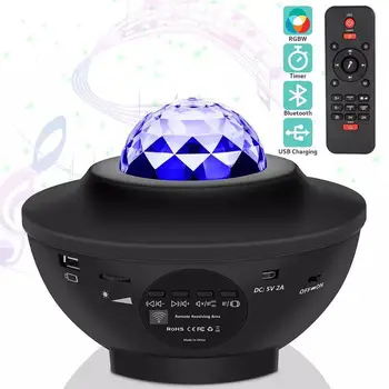 

LED bluetooth speaker USB Star Projector Night Light Color Romantic Projection Lamp Birthday Gift Control Music Player