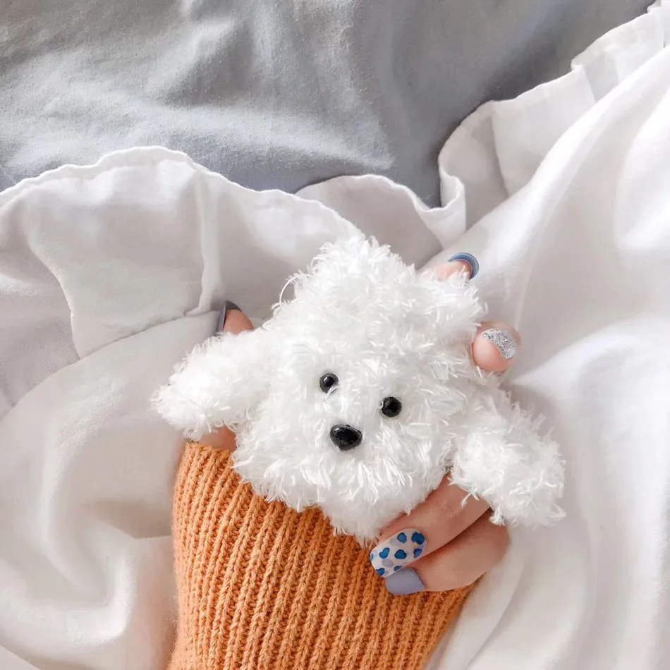 3D Cute Earphone Case For Airpods Case 1 Cartoon Knitted Plush Cover For Apple Airpods 2 Case Bear Teddy Dog Rabbit Earpods Case