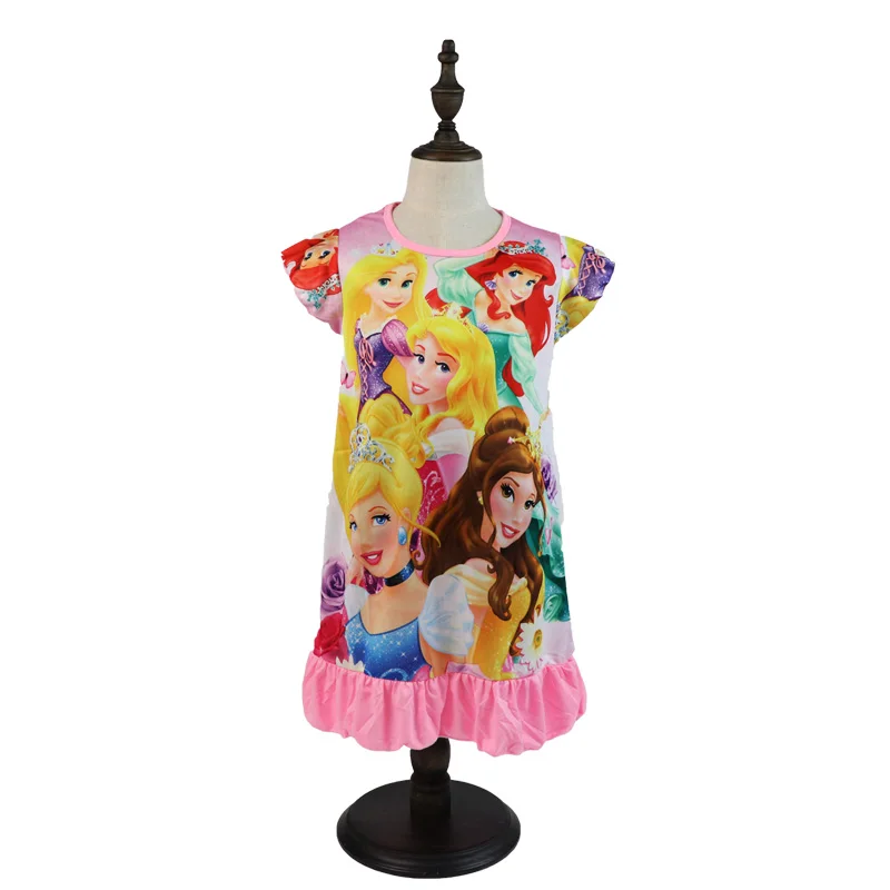 Disney Princess Girl Dress Rapunzel Summer Clothing Kids Clothes Children's Pajamas Birthday Casual Costume Belle Ariel Aurora baby girl doll skirt