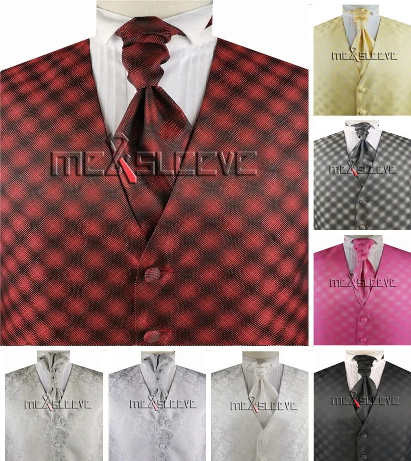 Платье жилет/Свадебный мужской смокинг жилет 3 шт (жилет + ascot галстук платок) |