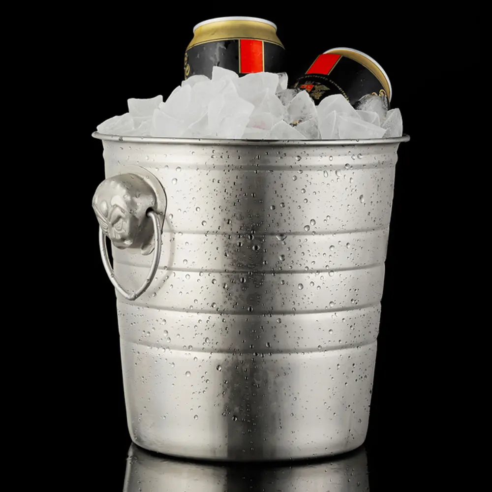 Нержавеющая стальное ведро для льда толстый держатель льда контейнер Вино Шампанское ведро винный бочонок охладитель пива Клубные принадлежности для барной вечеринки