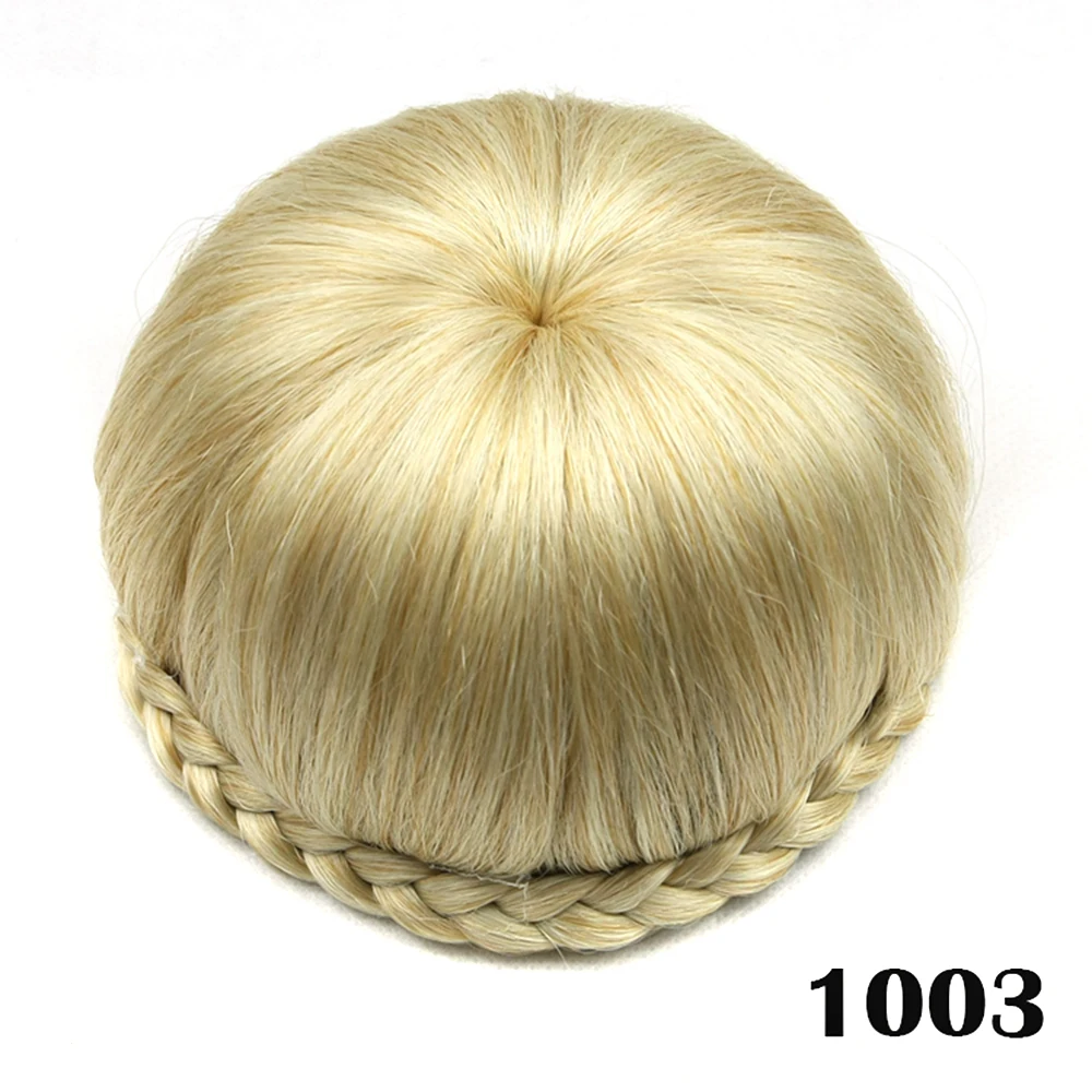 1003 Soowee, 6 цветов, синтетические волосы на заколках, коричневый, черный, плетеный шиньон, Пончик, ролик, шиньон, волосы, булочка, аксессуары для женщин - Цвет: 1003