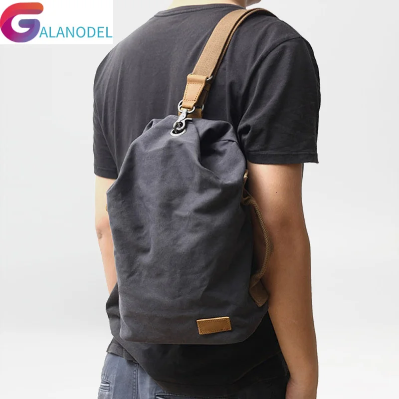 

GALANODEL men's bag simple personality new canvas chest bag Tide fashion casual diagonal cross bucket bag outdoor shoulder men's