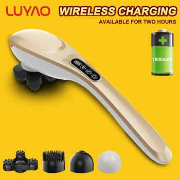 

LUYAO 4 In 1 Multifunctional Wireless Charging Cervical Massage Stick Rechargeable Intelligence LCD Shoulder Neck Body Massager