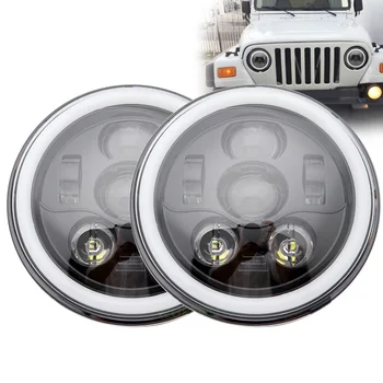 

2PCS 7inch led Headlights with DRL Angel Eyes with Amber Turn Signal lamp for Jeep Wrangler JK CJ Hummer