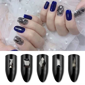 

30 PCS/package 3 d nail art rhinestone Decorations nail gun black color flat glass charm stones Designs for Nails decoration