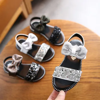 

New 2020 Children Kids Baby Beach Flat Sandals Shoes Summer Girls Sandals Fashion Bowknot Glitter Princess Girls Shoes