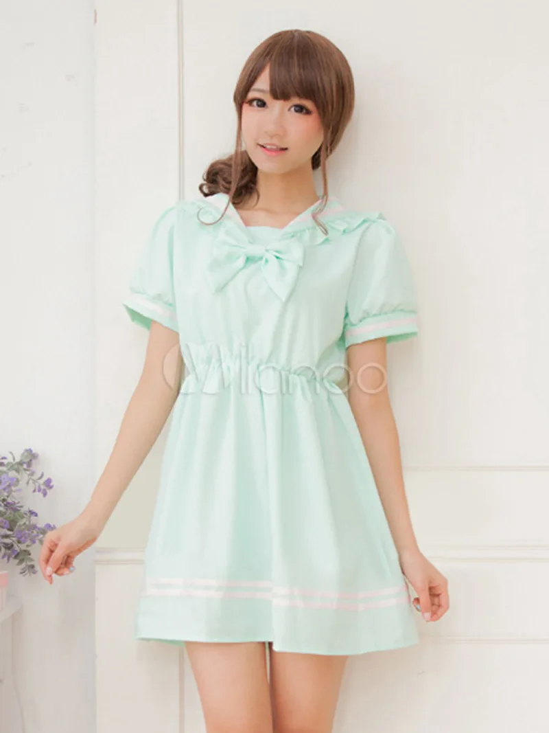 

A-line Dress Women Sweet Kawaii Japanese Style College Autumn New Sailor Collar Patchwork Bow Fashion Leisure Loose Popular Chic