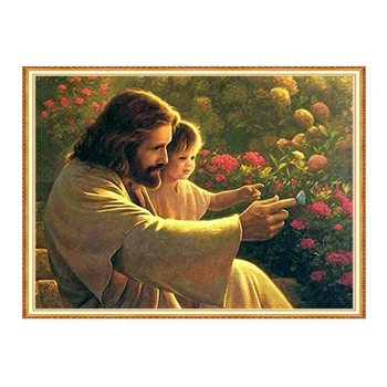 

MEIAN Diamond Painting Embroidery Cross-Stitch Religion Jesus and Girl Mosaic Full Round/Square Drill Rhinestones Home Decor