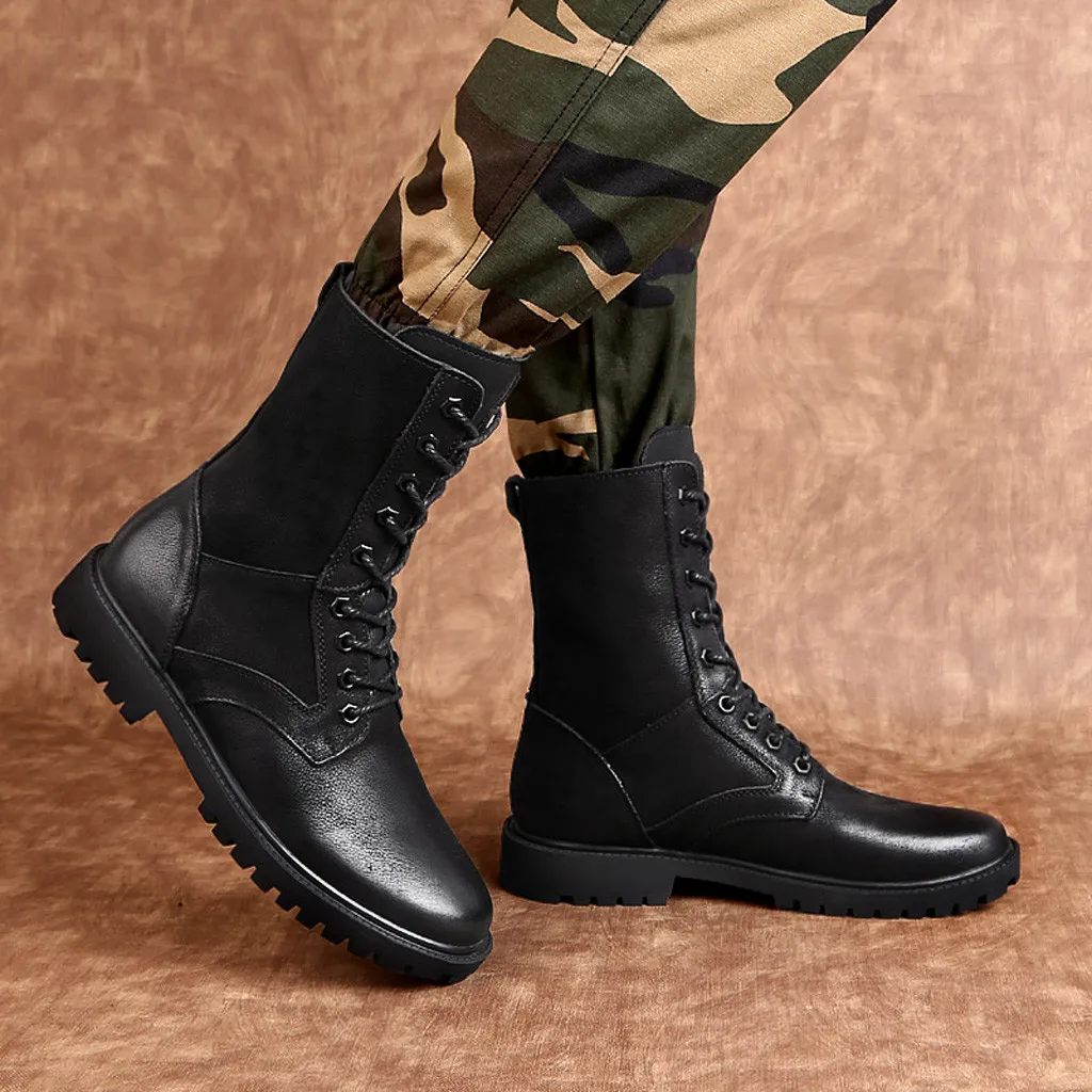 

2019 Fashion Boots for Men HighQuality PuLeather Wear-Resistance Boot Male Calf High Side Zipper Shoes Motorcycle Boots