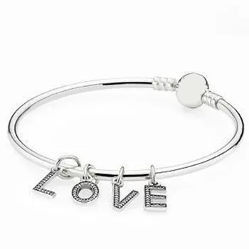 

2019 NEW 100% 925 Sterling Silver 1:1 Pave Heart Charm Beaded Bracelet Original Jewelry Set Gift Wedding Birthday Gift Recommend