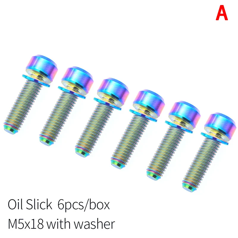 6Pcs Bicycle Carbon Handle Stem Rear Screws Set Titanium Alloy MTB Road Bike Handlebar Rear End Front Fork Locking Nuts - Цвет: A