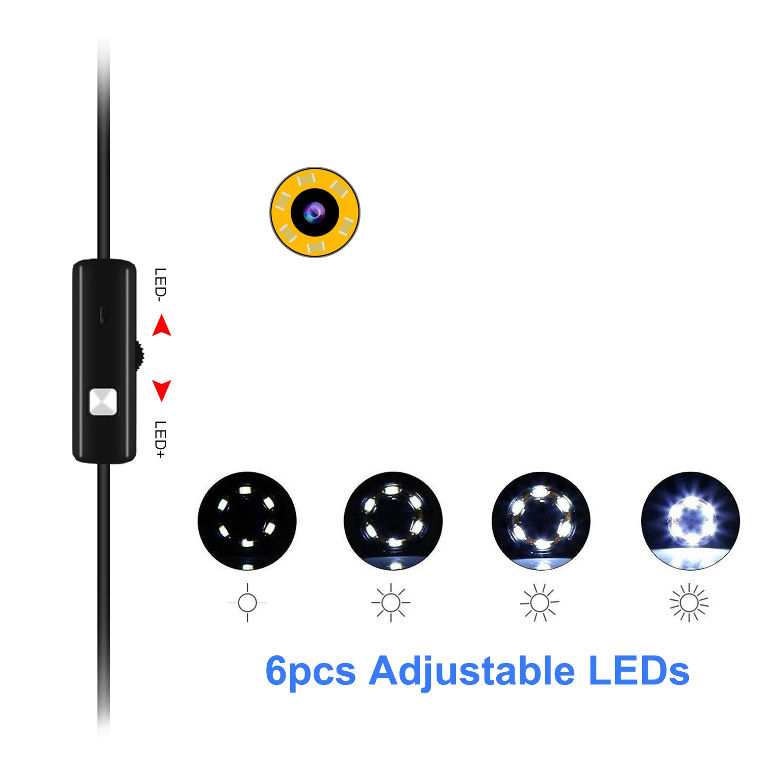 Cámara endoscópica Flexible IP67 para teléfono Android, endoscopio de 7mm, 6 LED, para inspección de coches, USB tipo C - Imagen 4