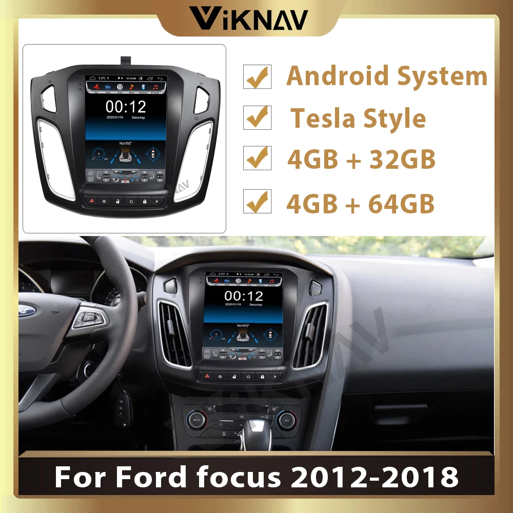 Автомобильный мультимедийный плеер Tesla с вертикальным экраном для Ford focus 2012 2018