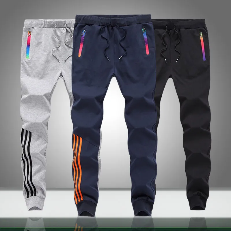 

Men Casual Sweatpants Solid Striped Autumn Men's Sportswear Jogger Trouser Bodybuilding Gyms Pants Slim Fit Pantalones Hombre