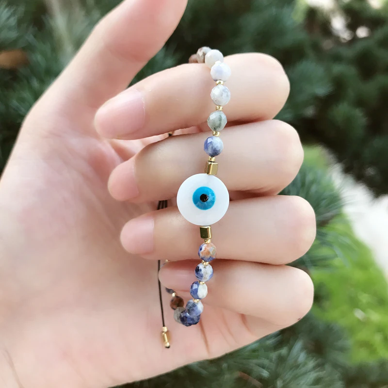 Турецкий браслет Evil Eye для женщин Boho Blue Eye Стретч Pursera романтическое стекло кристалл ювелирные изделия натуральный камень MIYUKI бусины браслет