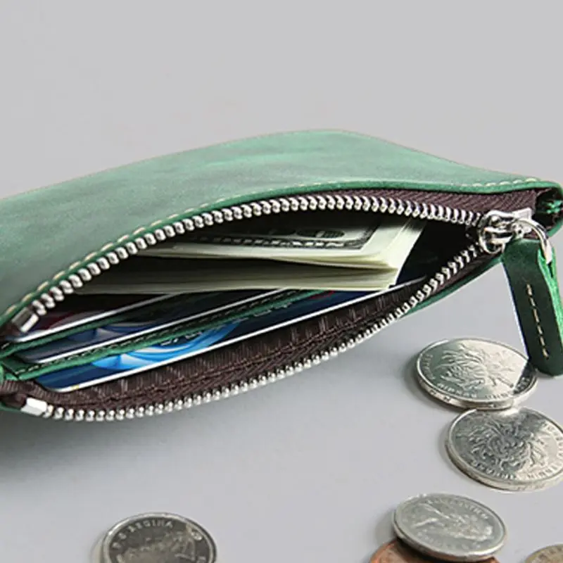 Мужская кожаная маленькая сумка на молнии, кредитный держатель для карт, портмоне, тонкий кошелек