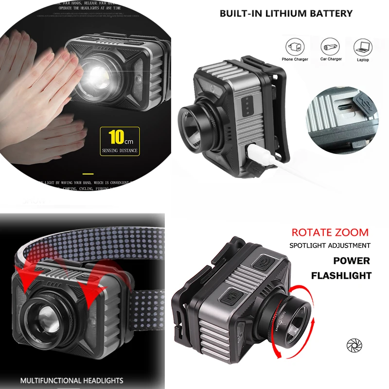 Super-Powerful-XHP50-Headlamp-Rechargeable-XPG-COB-yellow-light-LED-Headlight-Body-Motion-Sensor-Head-Flashlight