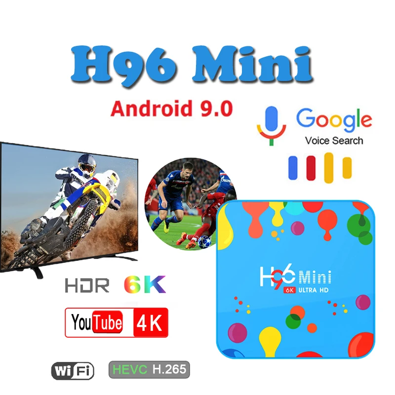 

Boxes H96 MINI android tv set top box 4GB 32G/128G Allwinner H6 Quad Core android9.0 2.4G/5G wifi 6K H.265 ip tv smart tv box