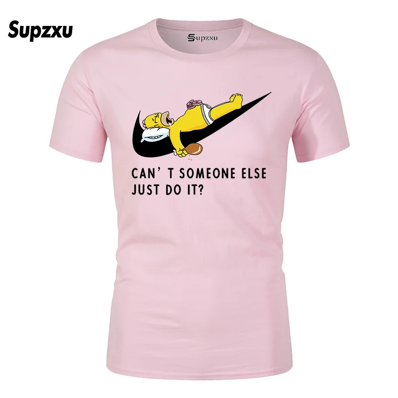 Летняя футболка Симпсон с забавным принтом в стиле хип-хоп, мужская хлопковая брендовая футболка с круглым вырезом и короткими рукавами, футболка homme camisetasrt - Цвет: Pink