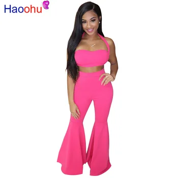 

Sexy Two Piece Set Tracksuit Bandage Backless Crop Top and Wide Leg Pants Sweat Suits Set 2 Piece Outfits Matching Sets