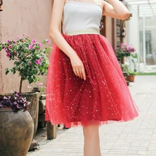 Женские сетчатые тюлевые юбки летние пляжные Вечерние наряды Высокая талия Асимметричные слои плиссированные юбки-пачки с эластичной талией милые девушки