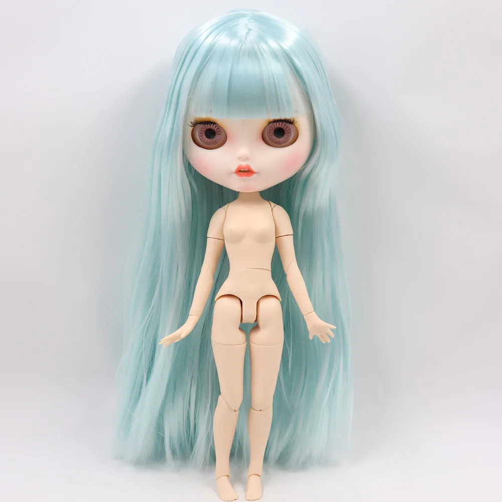 Ледяной обнаженный Blyth кукла No. BL6909 голубые волосы резные губы открытый рот матовая индивидуальные лица сустава тела 1/6 bjd