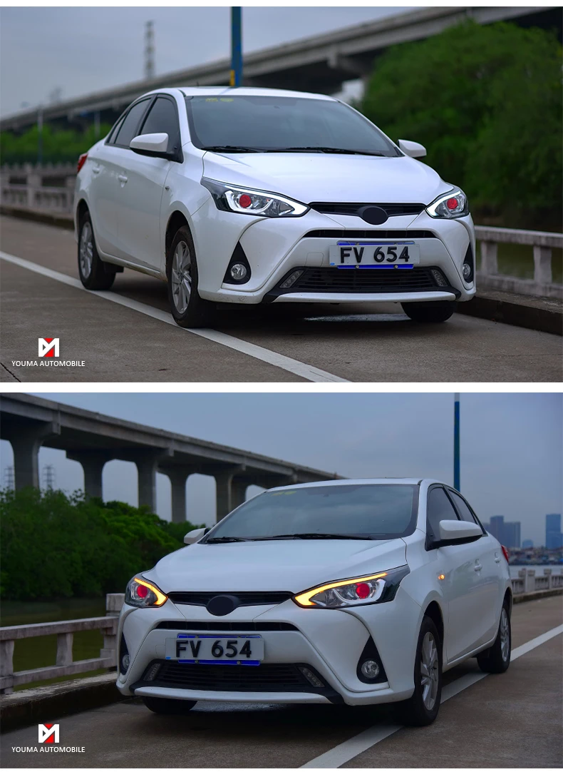 Автомобильные стильные фары для Toyota Yaris L- светодиодные фары DRL ходовые огни биксеноновые фары Противотуманные фары с ангельскими глазками