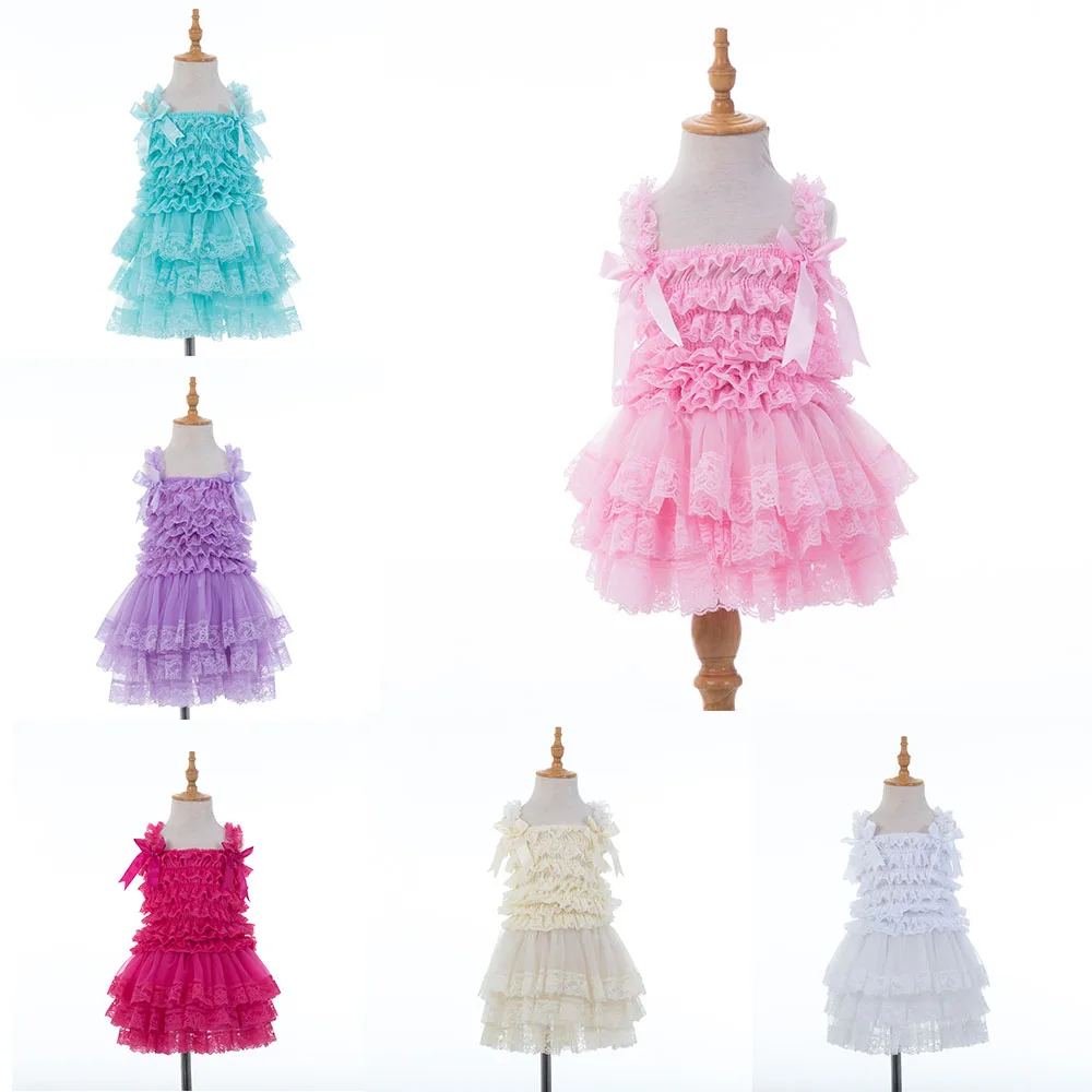 

2Pcs Summer Baby Clothing Baby Girl Sling Lace Bow Romper Cake Mash Smash Skirts Suit Baby Infant Cotton Colorful Jumpsuit