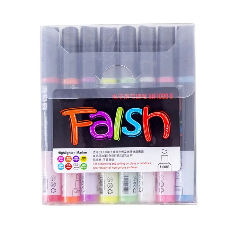

8pcs/set Fluorescent Liquid Chalk Marker Pens Erasable Highlighters LED Writing