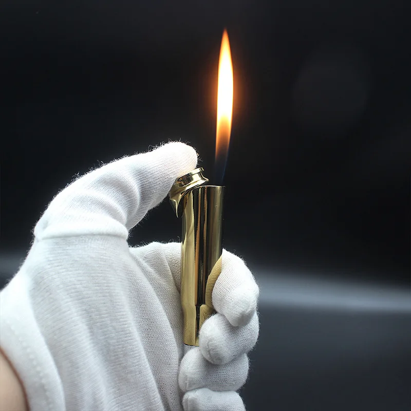 New Gold Tip Laser Infrared Open Flame Bullet Lighter Creative Military Model Warhead Inflatable Lighter