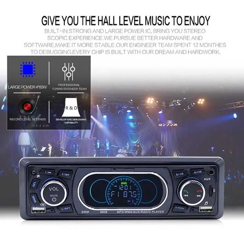 1 Din Bluetooth Car Radio FM MP3 Player AUX Audio Output 12V TF Card U Disk Reader In Dash Car Radio Stereo With Remote Control