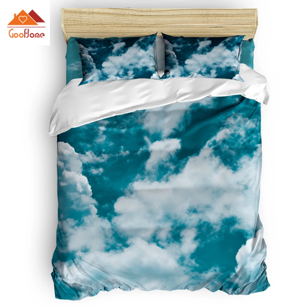 

The Blue Sky and White Clouds Duvet Cover Set Vintage Floral Art Design Collection of 3/4pcs Bedding Set Bed Sheet Pillowcases