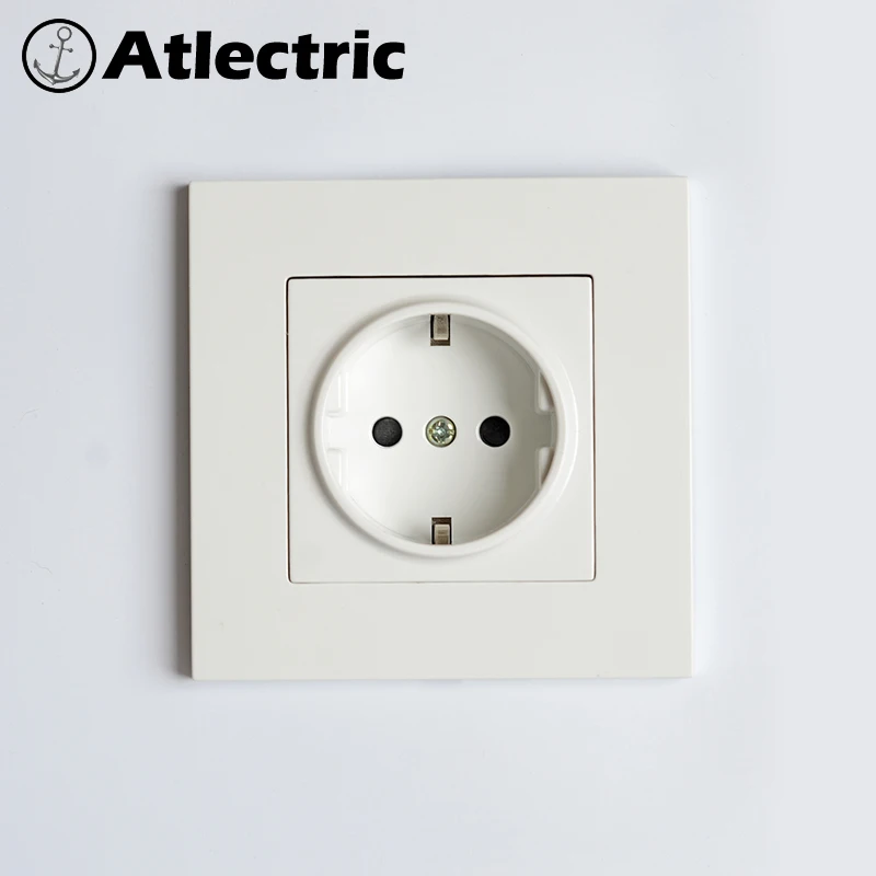 Atlectric 16A 110-250V EU/DE/RU стандартная вилка питания разъем заземления кристалл пластиковая панель электрическая розетка в стену розетки,socket