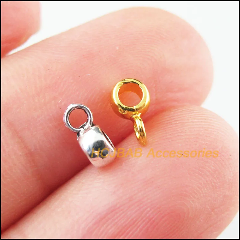 250Pcs Retro Tibetan Silver Tone Gold Color Tiny Round Bead Bail Charms Connectors 4x7mm | Украшения и аксессуары
