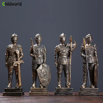 

30CM Medieval European Retro Armor Samurai Model Home Decor Accessories Resin Craft Decoration Decorative Figures Household