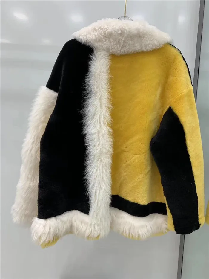 Женское пальто из овечьей шерсти с подкладкой из натуральной овчины, куртка-локомотив, двусторонняя меховая свободная Зимняя шерстяная куртка, верхняя одежда