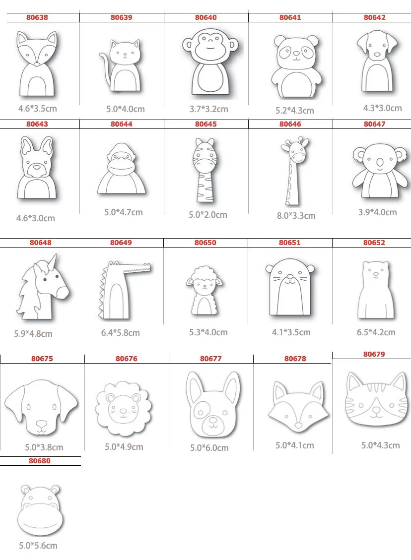 

Cute animals Metal Cutting Die DIY Etched Die Craft Paper Card Making Scrapbooking Embossing die stationary supply
