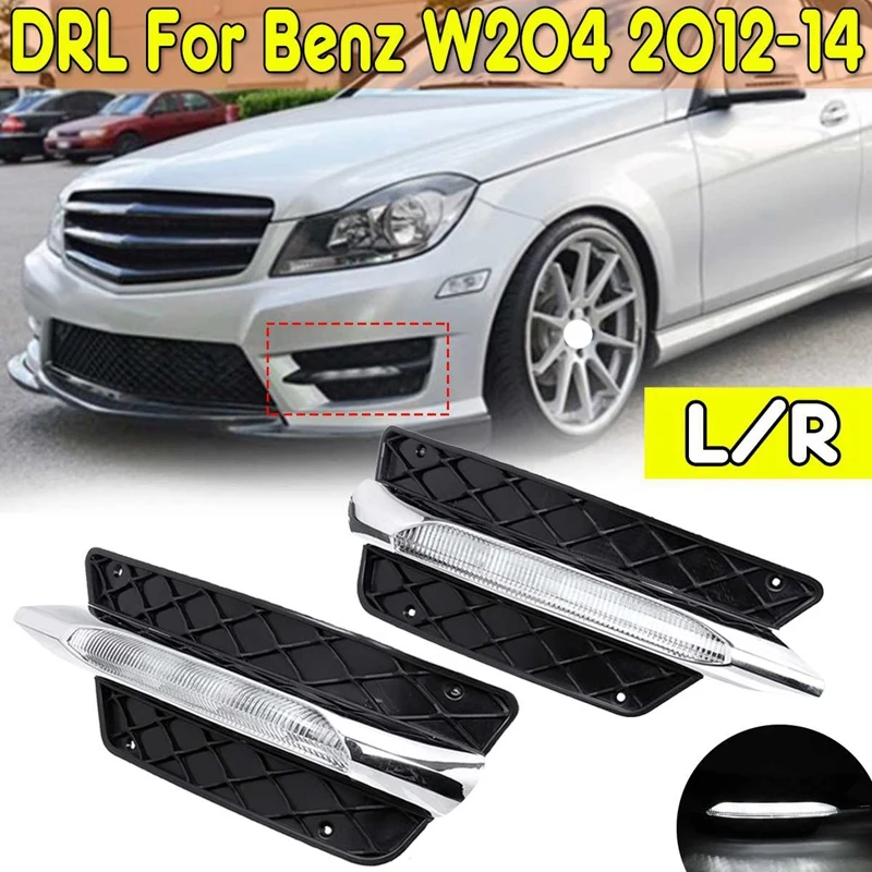  Front Bumper Grill Molding Led Fog Light Daytime Running Light Fog Lamp for Mercedes Benz W204 C-Cl - 4000169928897
