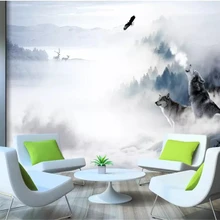 Diantu на заказ настенная бумага s свирепый волк в смоге обои фрески гостиная ТВ диван Спальня Декор Papel де Parede