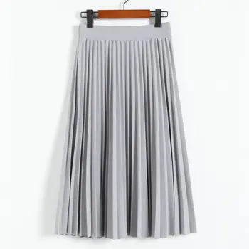 

Spring and Autumn New Fashion Women's High Waist Pleated Solid Color Half Length Elastic Skirt Promotions Lady Black Pink
