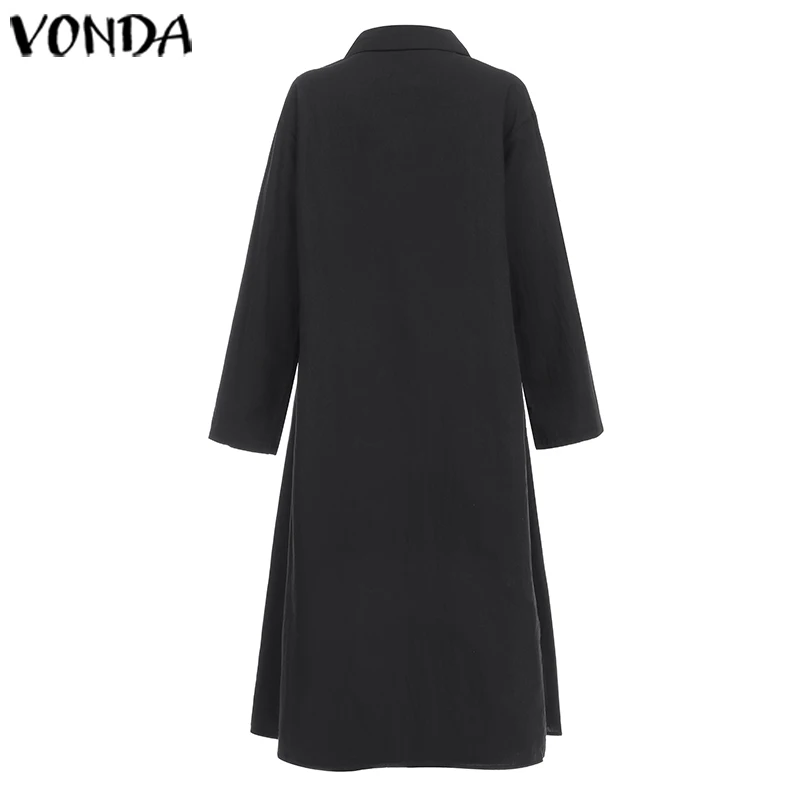 VONDA однотонное платье для беременных повседневное свободное асимметричное платье-рубашка с отложным воротником женские сексуальные вечерние платья 5XL