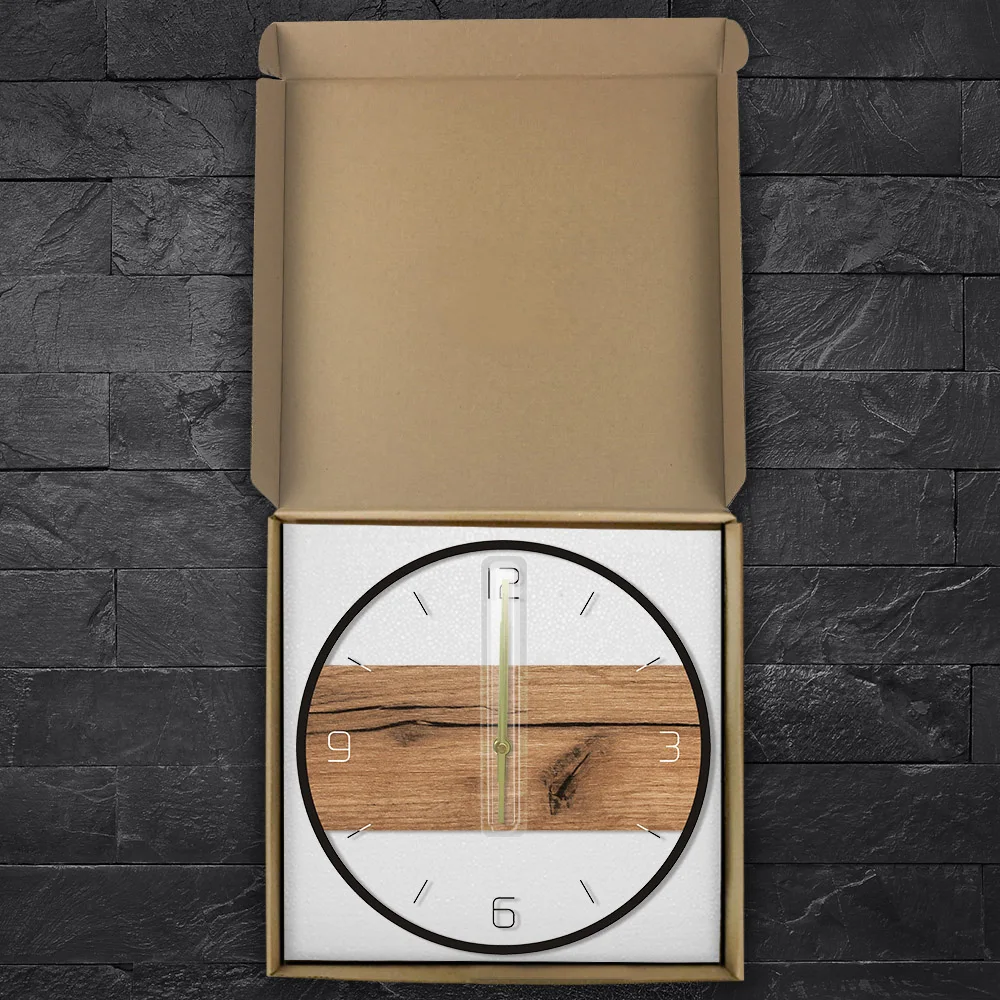 Old Wood Pattern Texture Acrylic Wall Clock Rustic Wood Cabin Country Wall Home Decor Silent Movement Printed Clock Wall Watch Just6F
